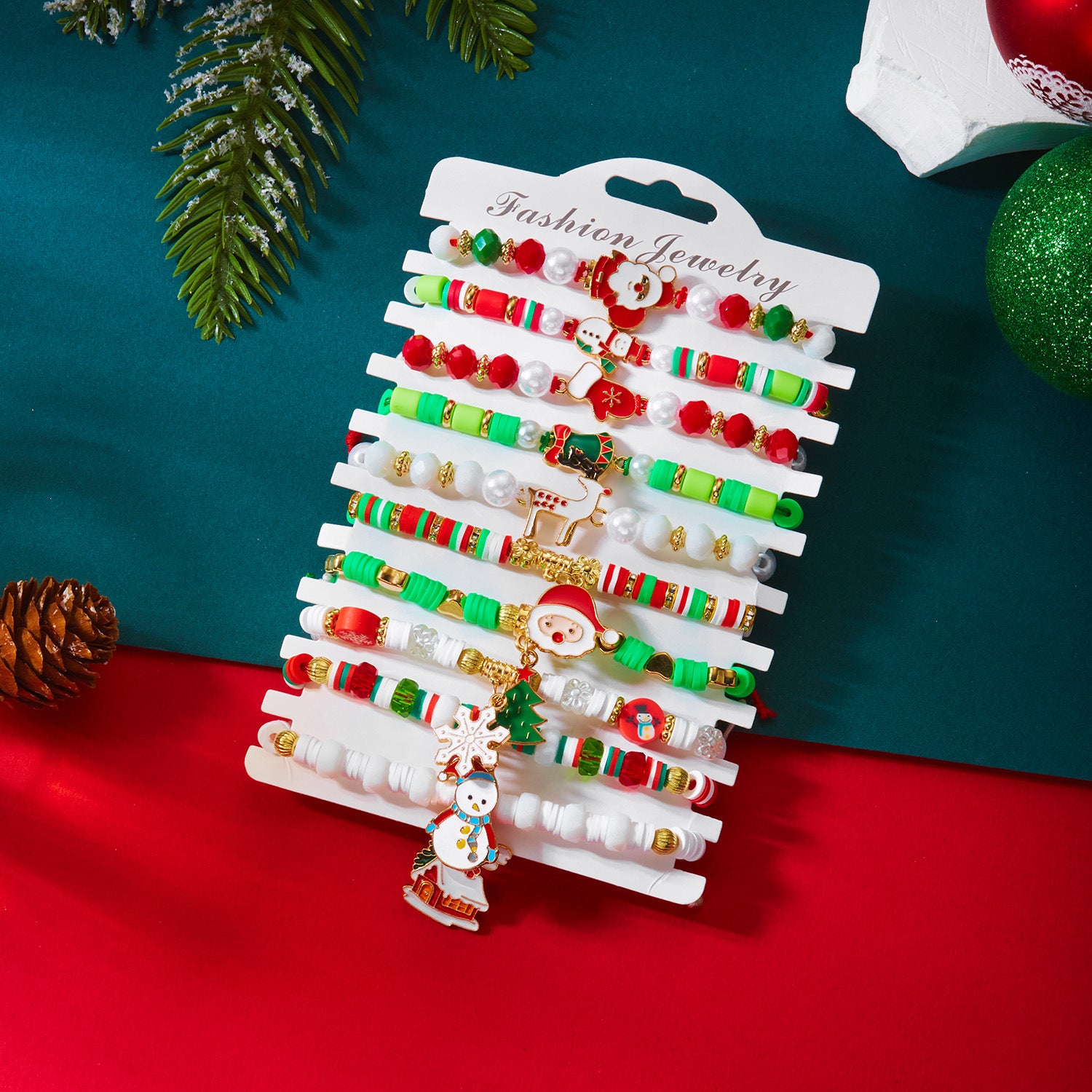 Wholesale Christmas Multi-layer Soft Ceramic Elk Bracelet Set