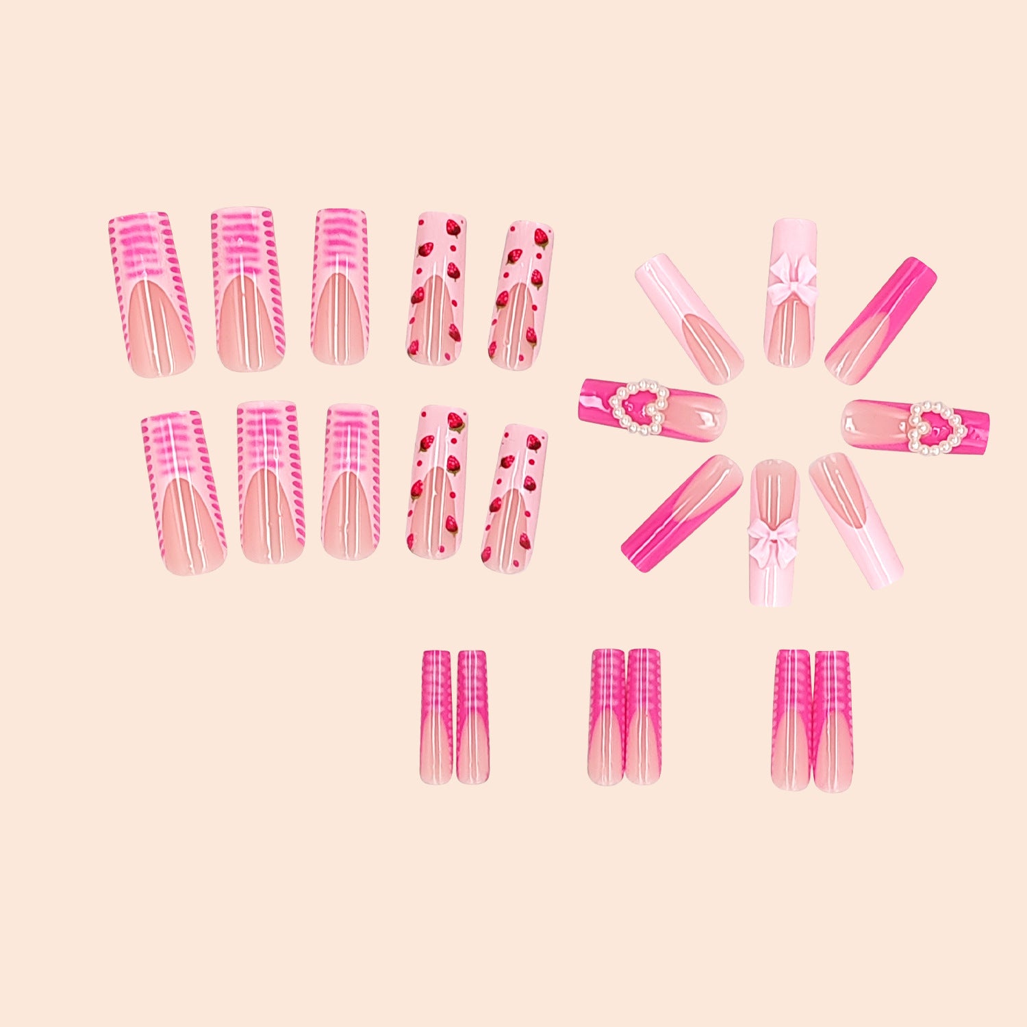 Wholesale 24 Pieces/box Love Bow Manicure Press-on Nails Kits Nail Stickers ACC-NS-NaiEr011