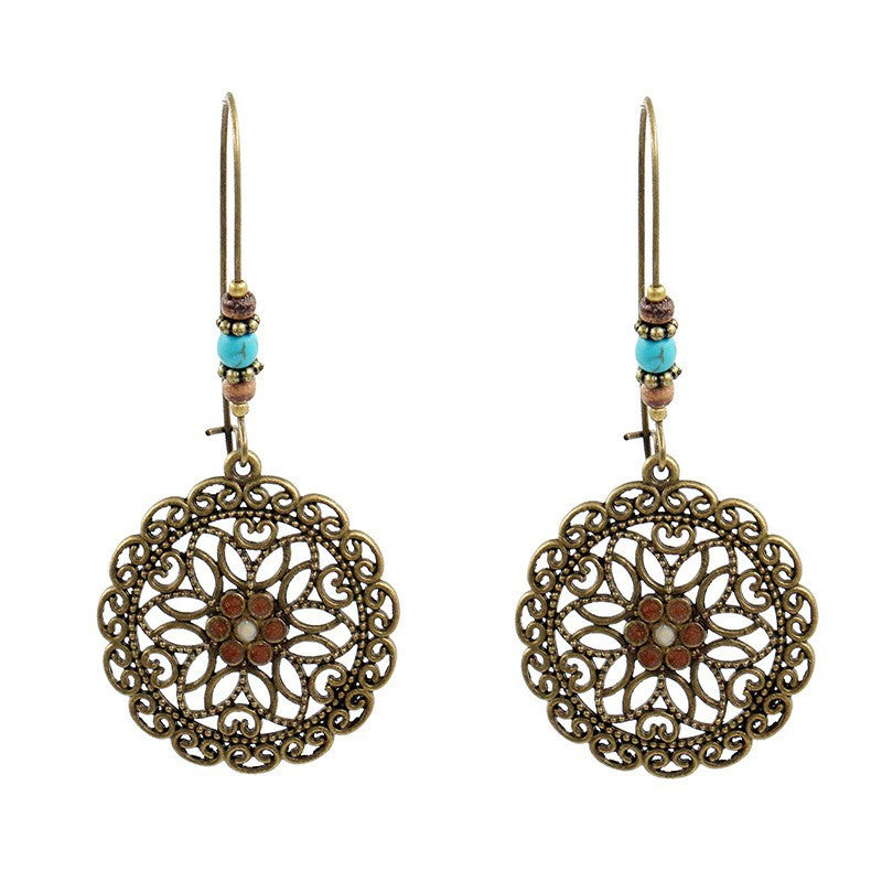 Wholesale Retro Ethnic Tassel Earrings Alloy Oil Drop Jewelry Accessory