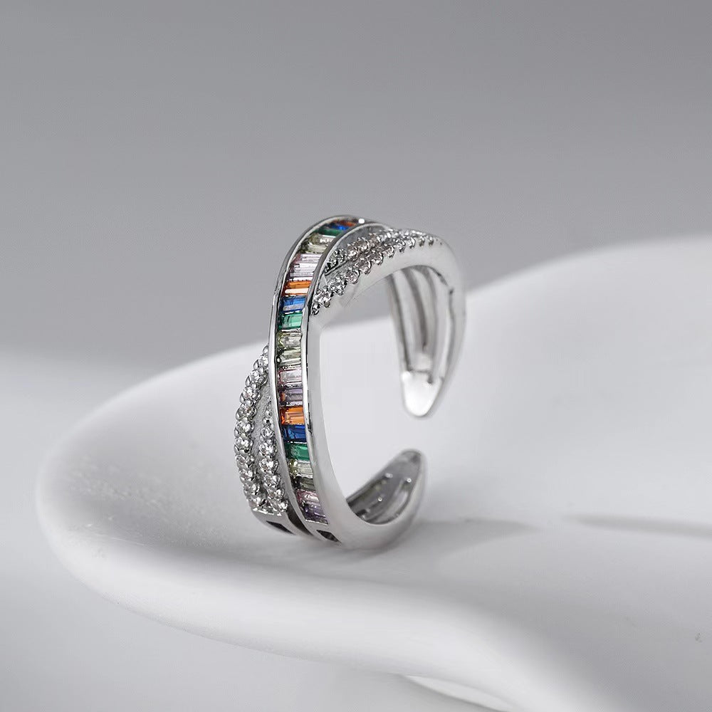 Wholesale Seven Colors Rainbow Zircon Rings ACC-RS-YXY022