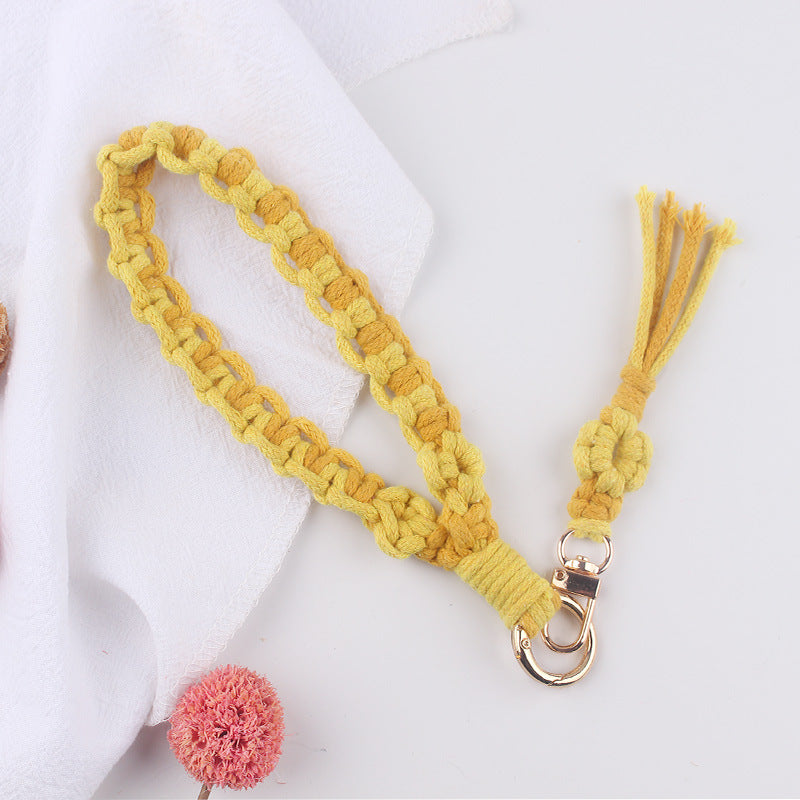 Wholesale Hand-woven Daisy Pattern Lanyard Keychain