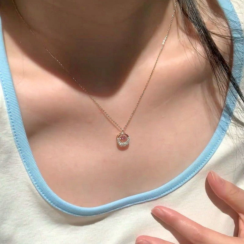 Wholesale Light Luxury Rose Gold Circle Zircon Necklace for Women - Elegant Boutique Resale Jewelry