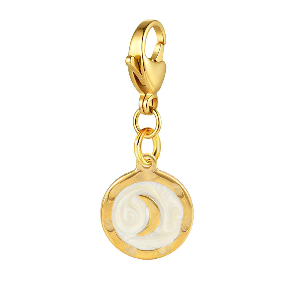 Wholesale Stainless Steel Electroplated Round Small Pendant with Lobster Clasp for DIY Jewelry Making