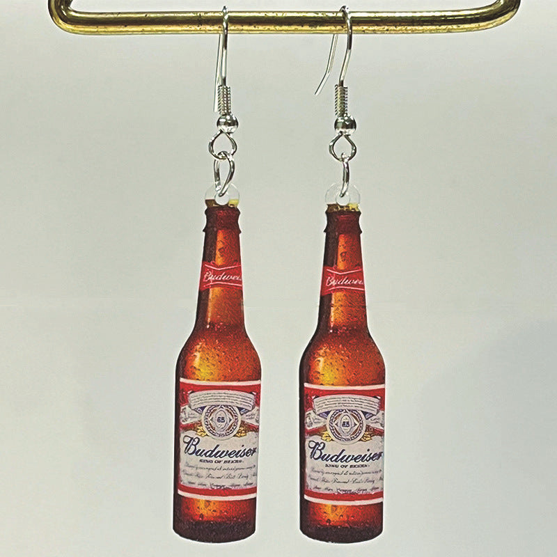 Wholesale 2 Pairs/pack Party Beer Can Fun Acrylic Earrings ACC-ES-HY074
