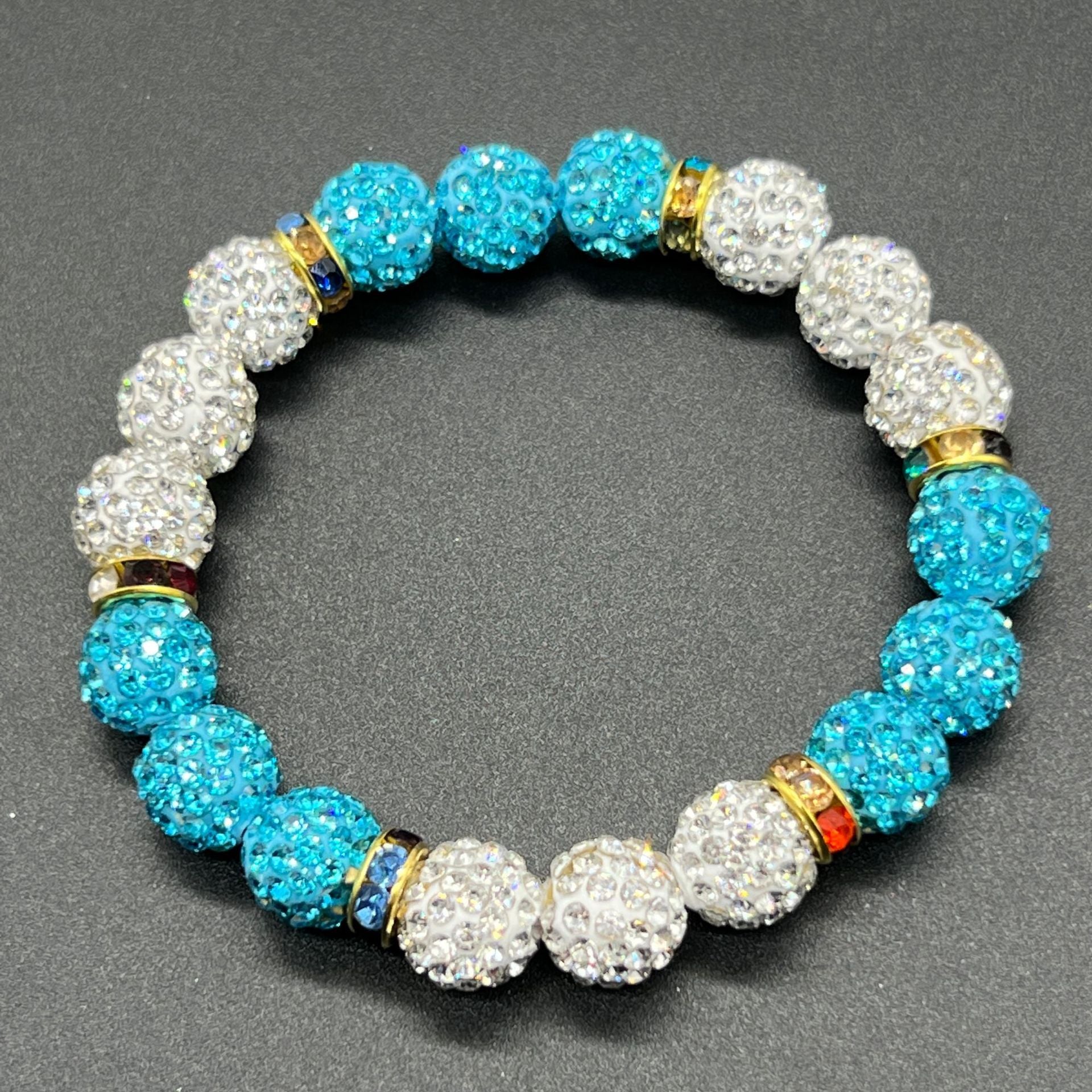 Wholesale Elastic Colored Soft Clay Diamond Ball Baseball Bracelet ACC-BT-Nanh011