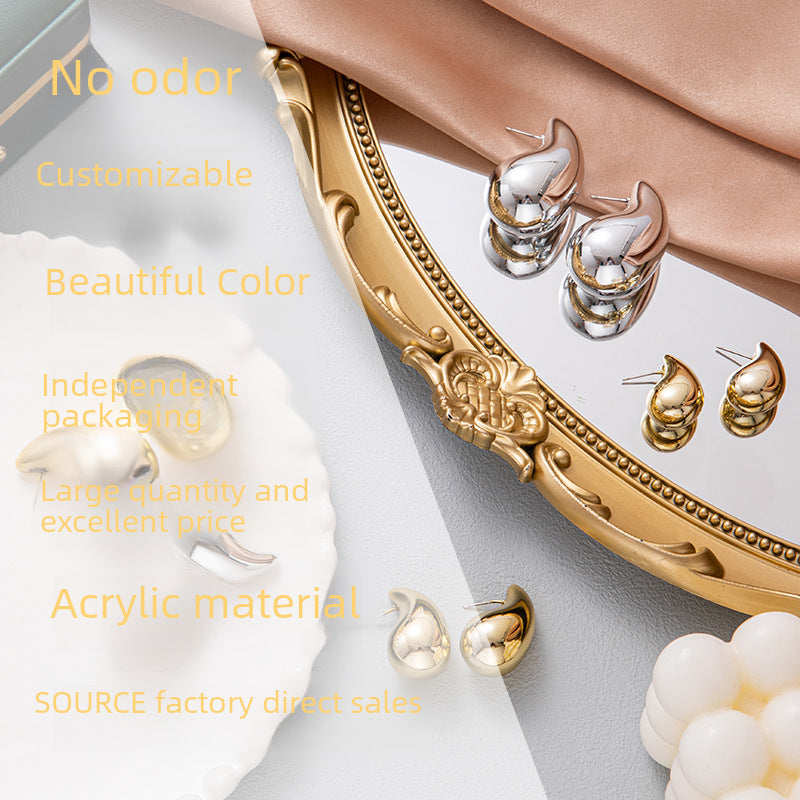 Wholesale  large water drop electroplated acrylic earrings