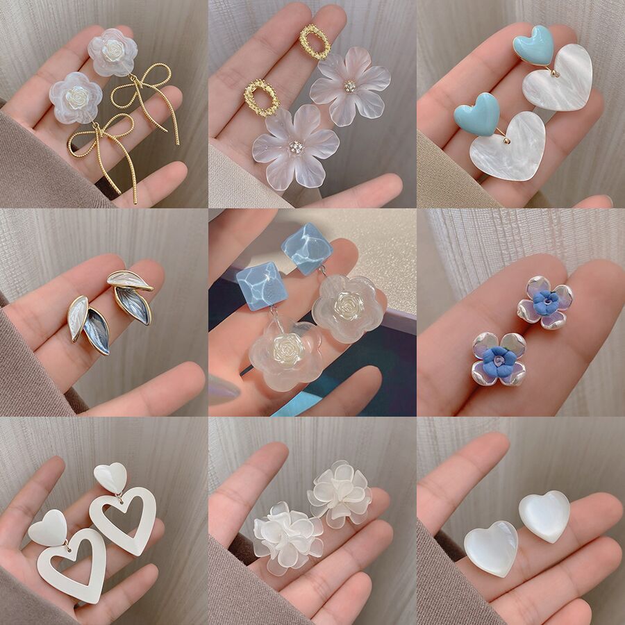 Wholesale 925 Silver Needle Design Acrylic Earrings