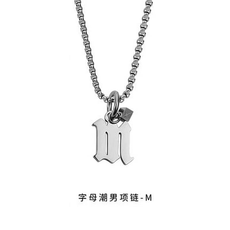 Wholesale Men's 26 Alphabet Titanium Steel Necklace