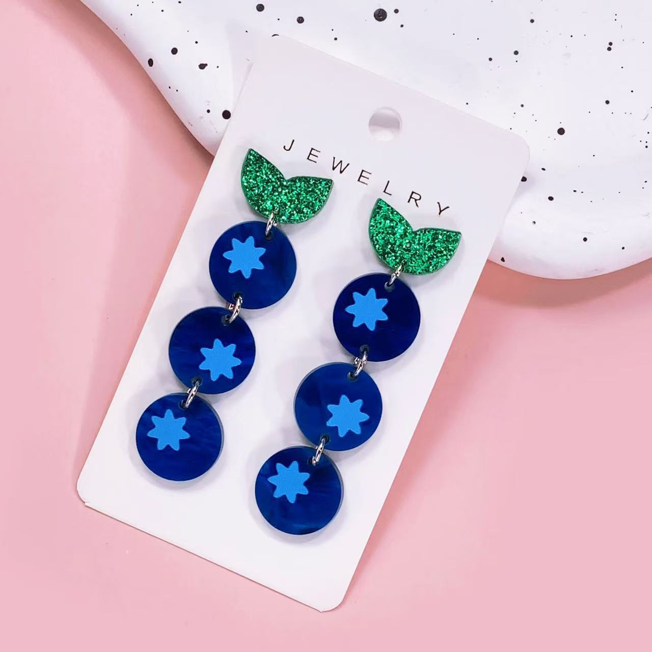 Wholesale cute blueberry fruit earrings