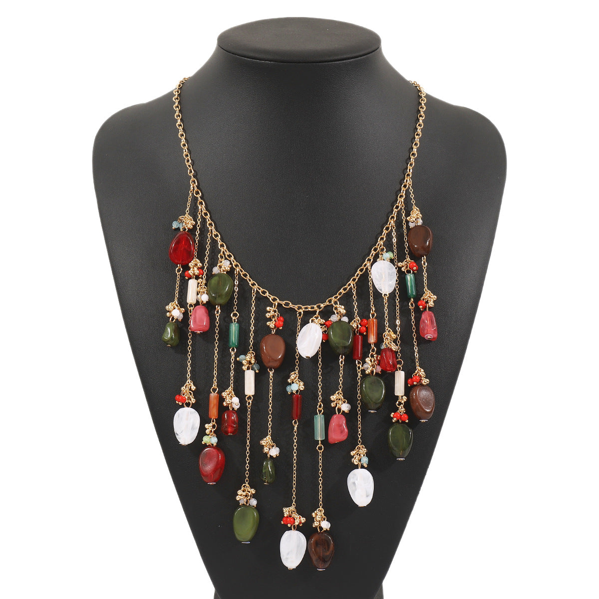 Wholesale ethnic style multi-pendant tassel necklace advanced modern clavicle chain