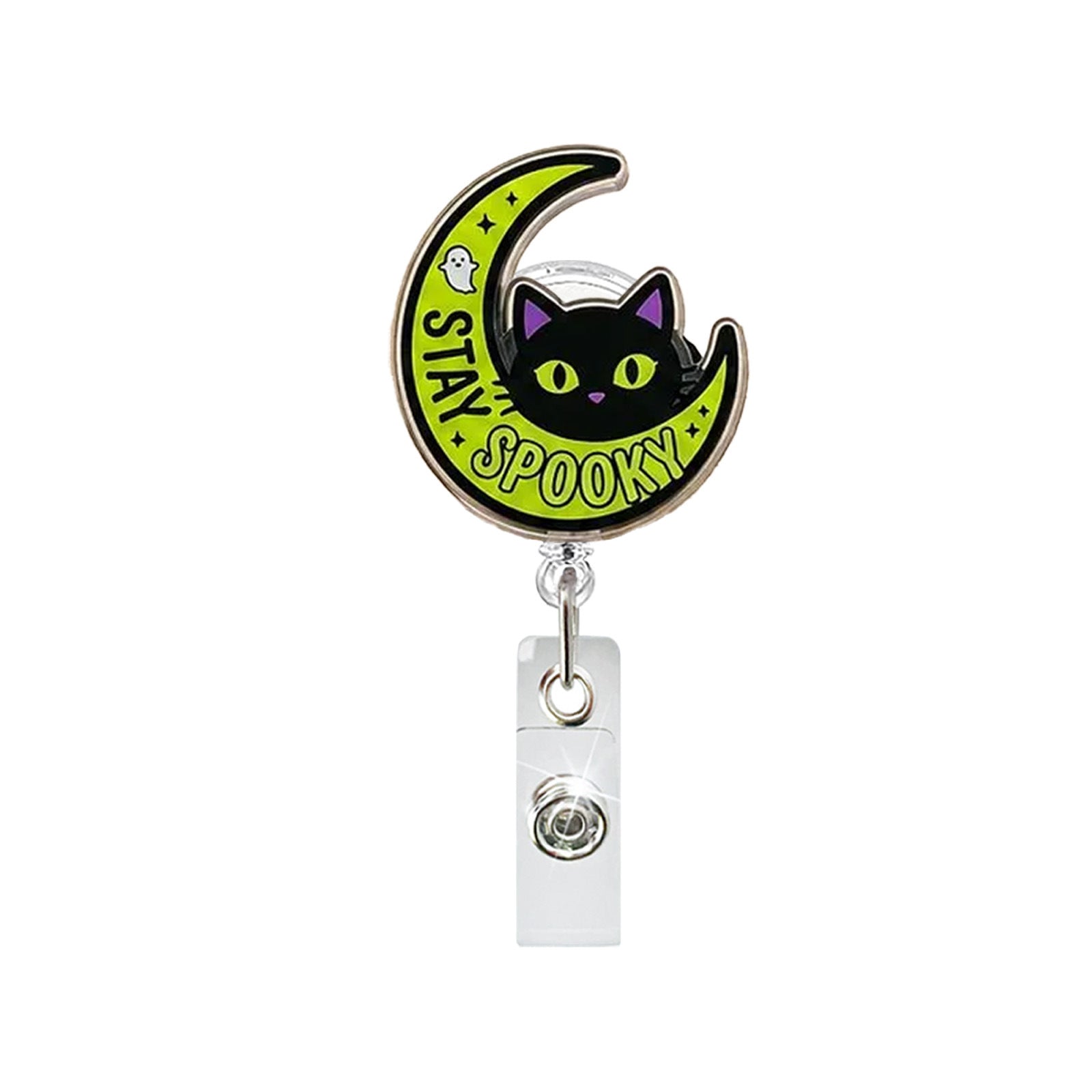 Wholesale  Cute Pumpkin Bat Ghost Acrylic Retractable Badge Reel ID Card Holder Clip