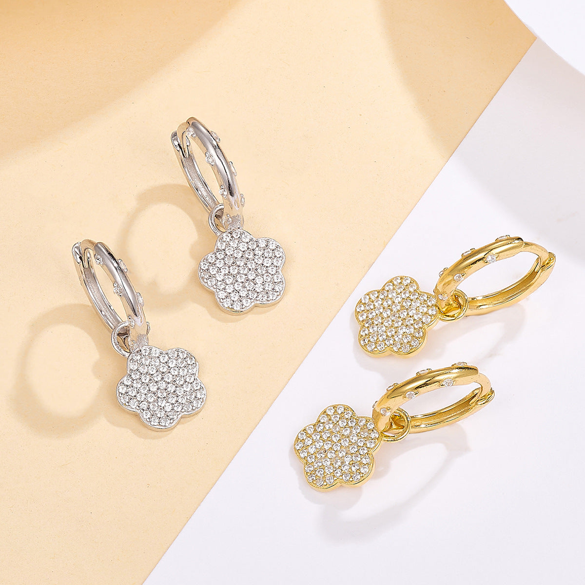 Wholesale S925 Sterling Silver Micro Inlaid Zircon Flower Earrings ACC-ES-JingXu002