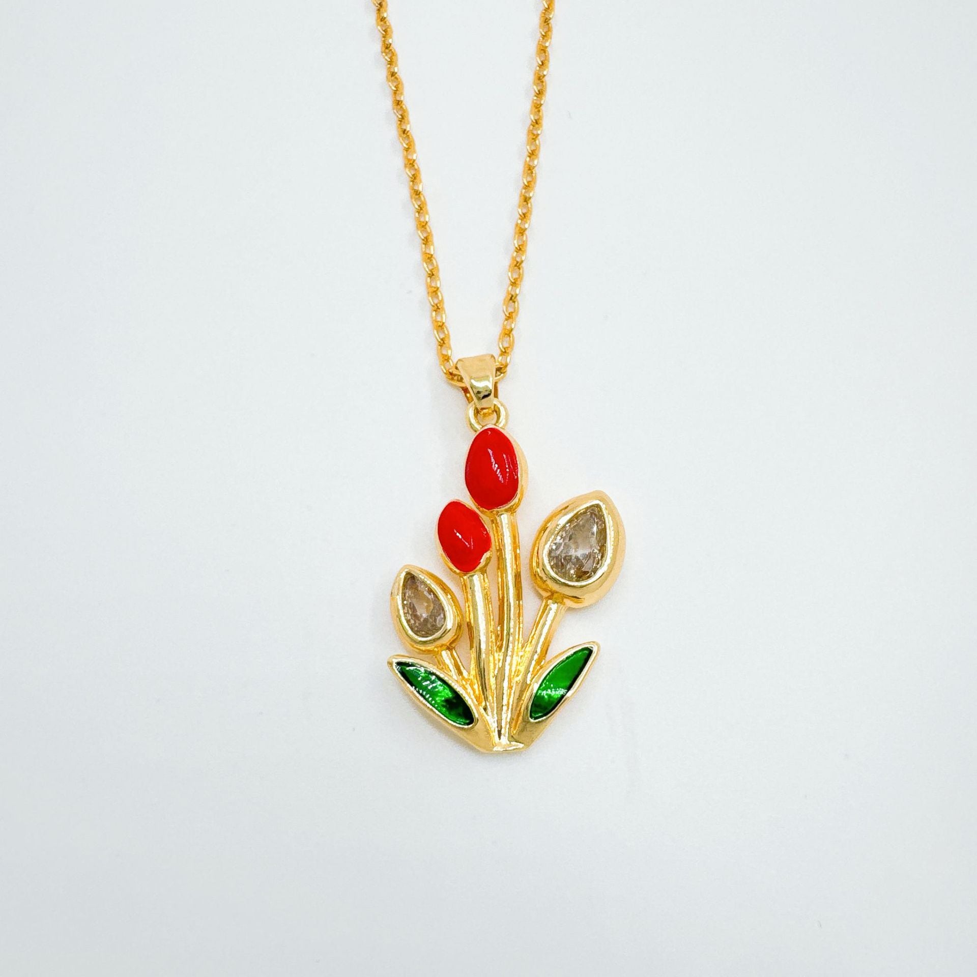 Wholesale Tulip Enamel Pendant Necklace for Women - Copper Electroplating Boutique Resale Jewelry