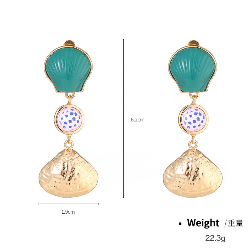 Wholesale Alloy Beach Conch Handmade Tassel Color Earrings
