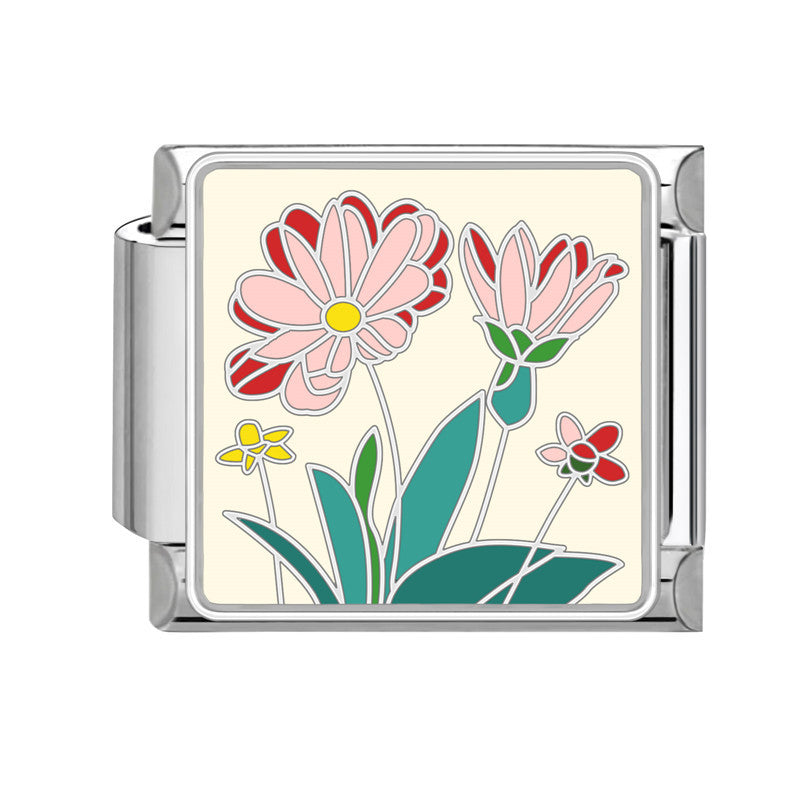 Wholesale Italian Charm Bracelet 9mm DIY Splicing Flowers Stainless Steel Composable Bracelet