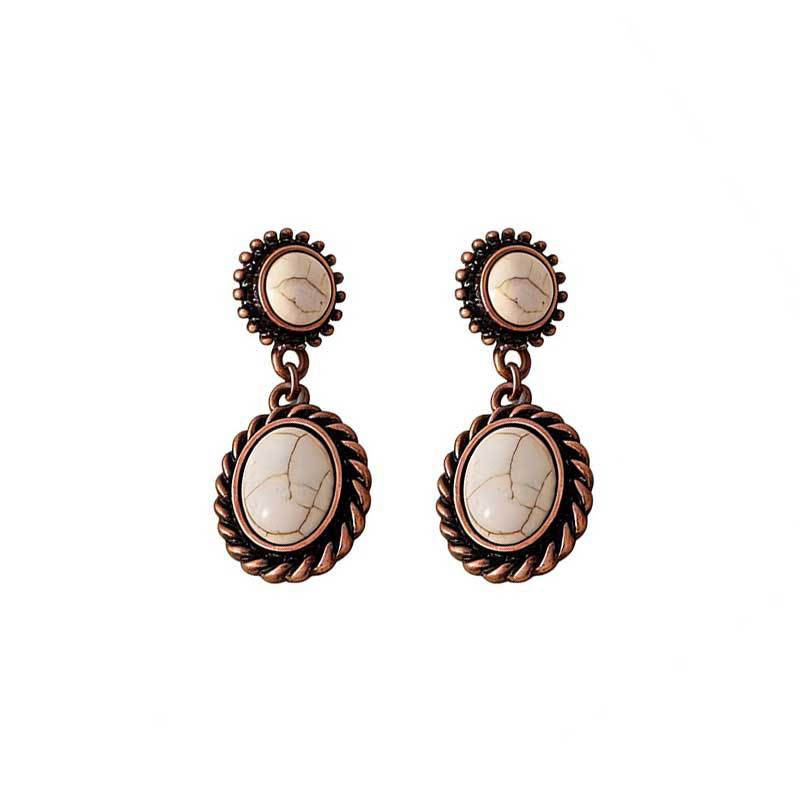 Wholesale Bohemian Turquoise Inlaid Alloy Earrings Boutique Resale