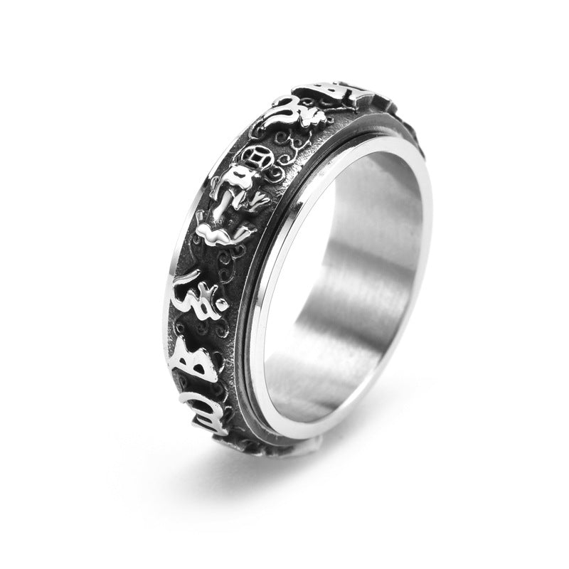 Anello coraggioso girevole a sei caratteri in acciaio inossidabile all'ingrosso