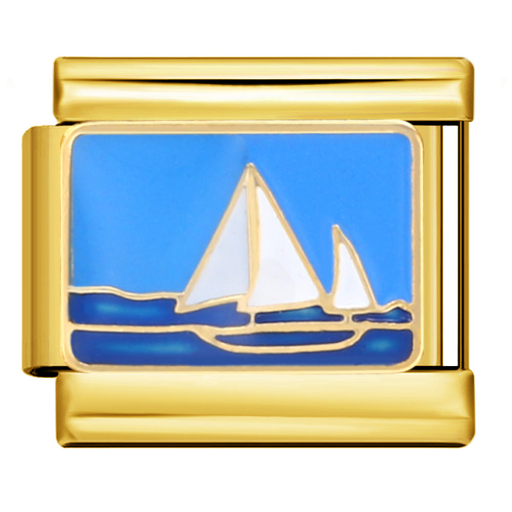 Wholesale Italian Charm Bracelet 9mm DIY Splicing Removable Transportation Series Stainless Steel Composable Bracelet