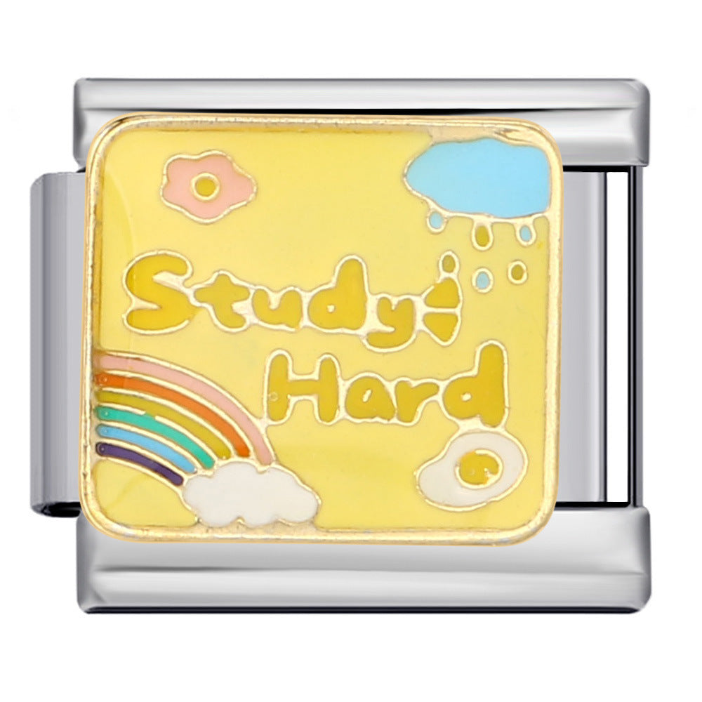 Wholesale 5pcs  9mm Italian Charm Starter Bracelets DIY square Single Section Creative Stainless Steel Composable Bracelet