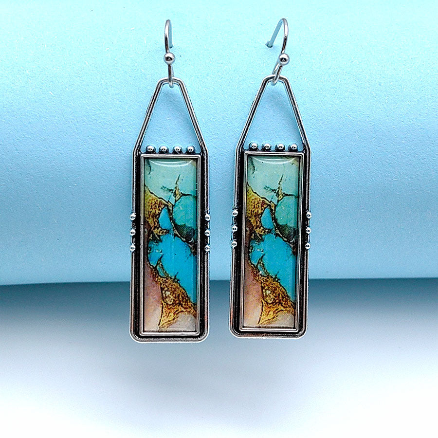 Wholesale Bohemian Vintage Turquoise Pattern Earrings ACC-ES-Xizhao015