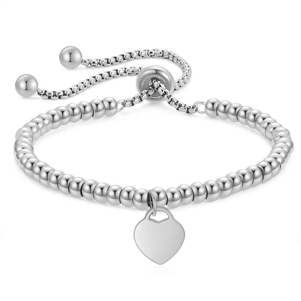 Wholesale  4MM titanium steel ball chain love retractable adjustable bracelet