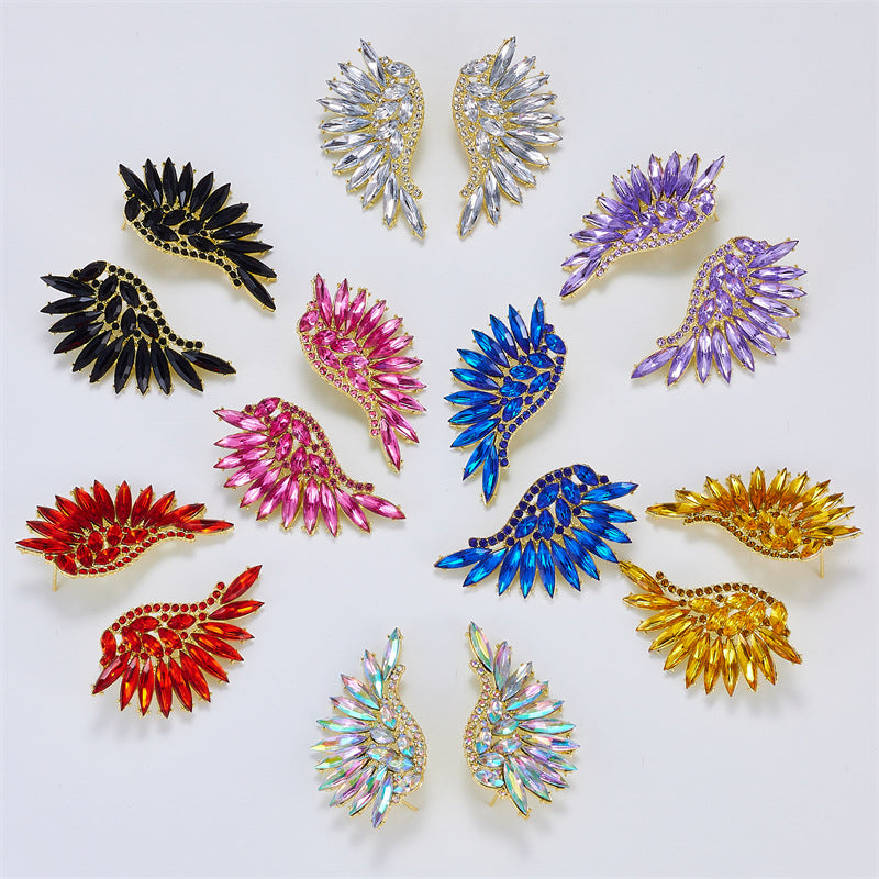 Wholesale Exaggerated Angel Wings Earrings Shiny Alloy Jewelry Accessory for Women