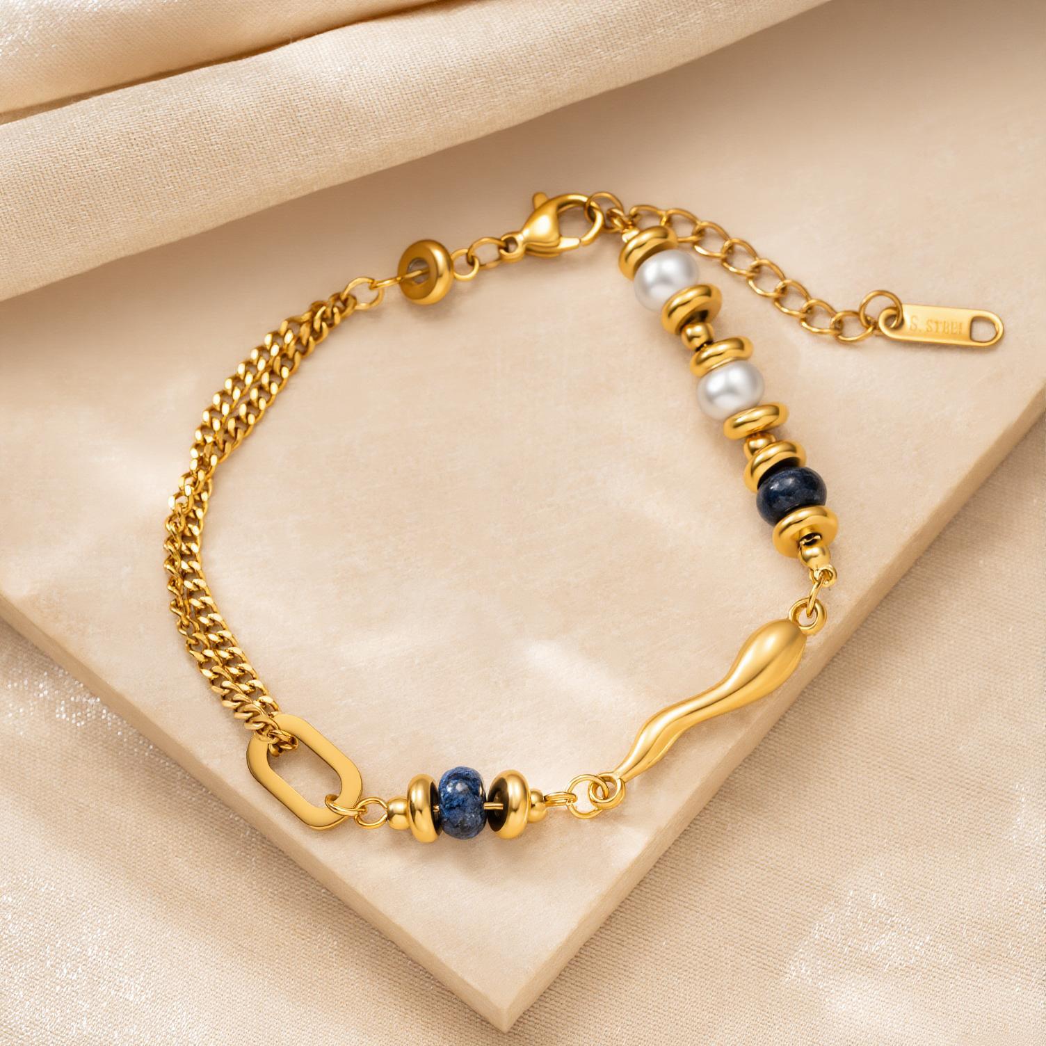Wholesale Geometric Bead Bracelet Stainless Steel Gold Plated Unisex Gift Everyday Wear