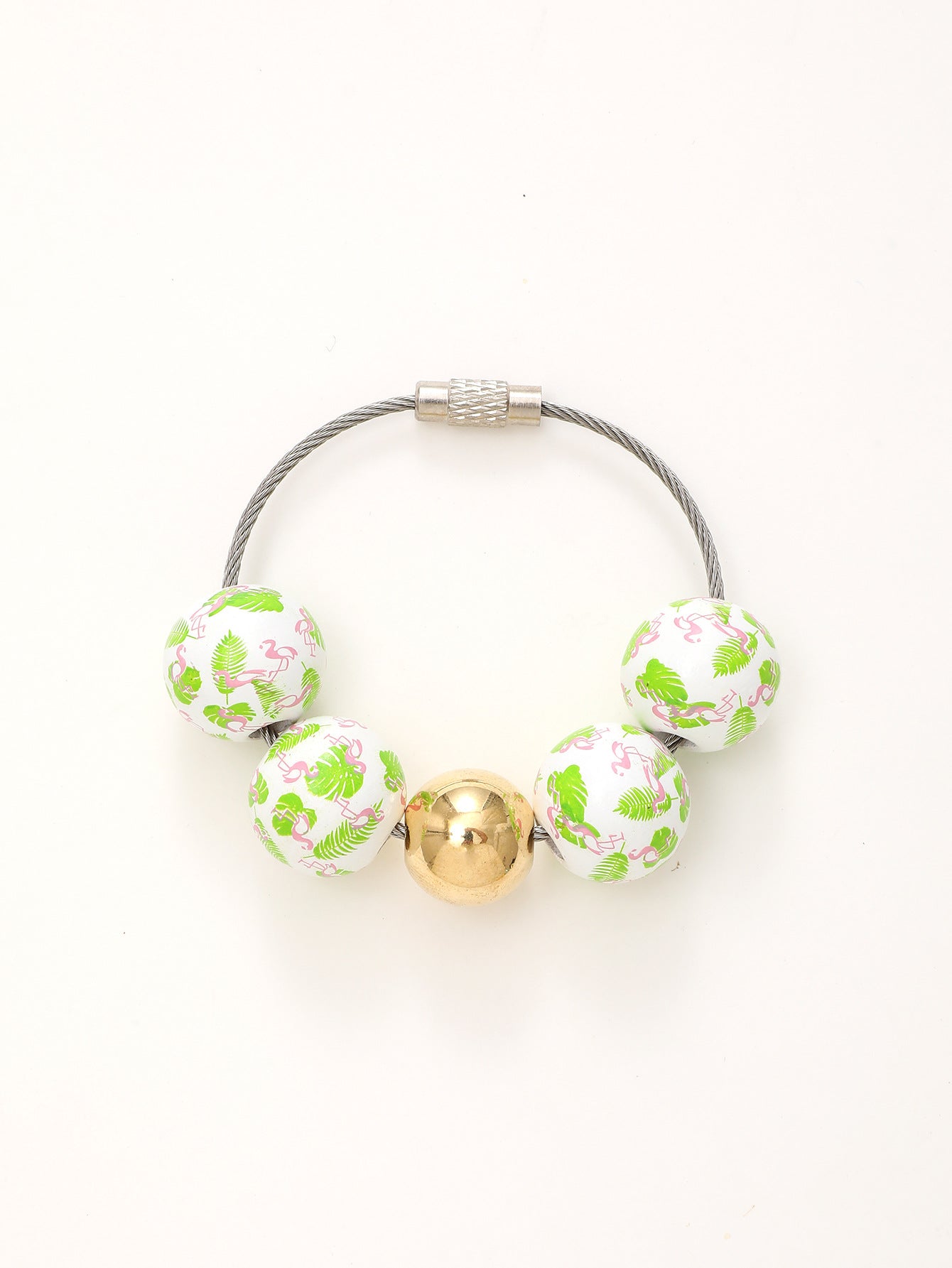 Wholesale Watermelon Flamingo Printed Wooden Beads Beaded Keychain ACC-KC-YTian025