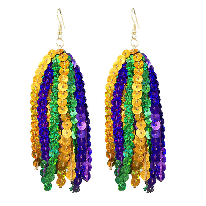 Wholesale 2pcs/ pack Carnival Glitter Tassel Feather Earrings