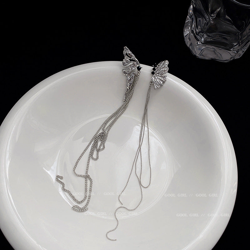 Wholesale 925 Silver Needle Asymmetric Butterfly Earrings