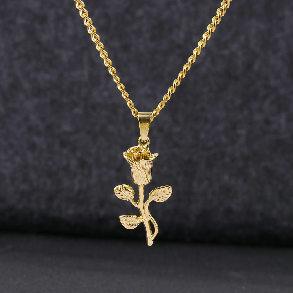 Wholesale 18K Gold Titanium Steel Rose Necklace ACC-NE-FeiLing010