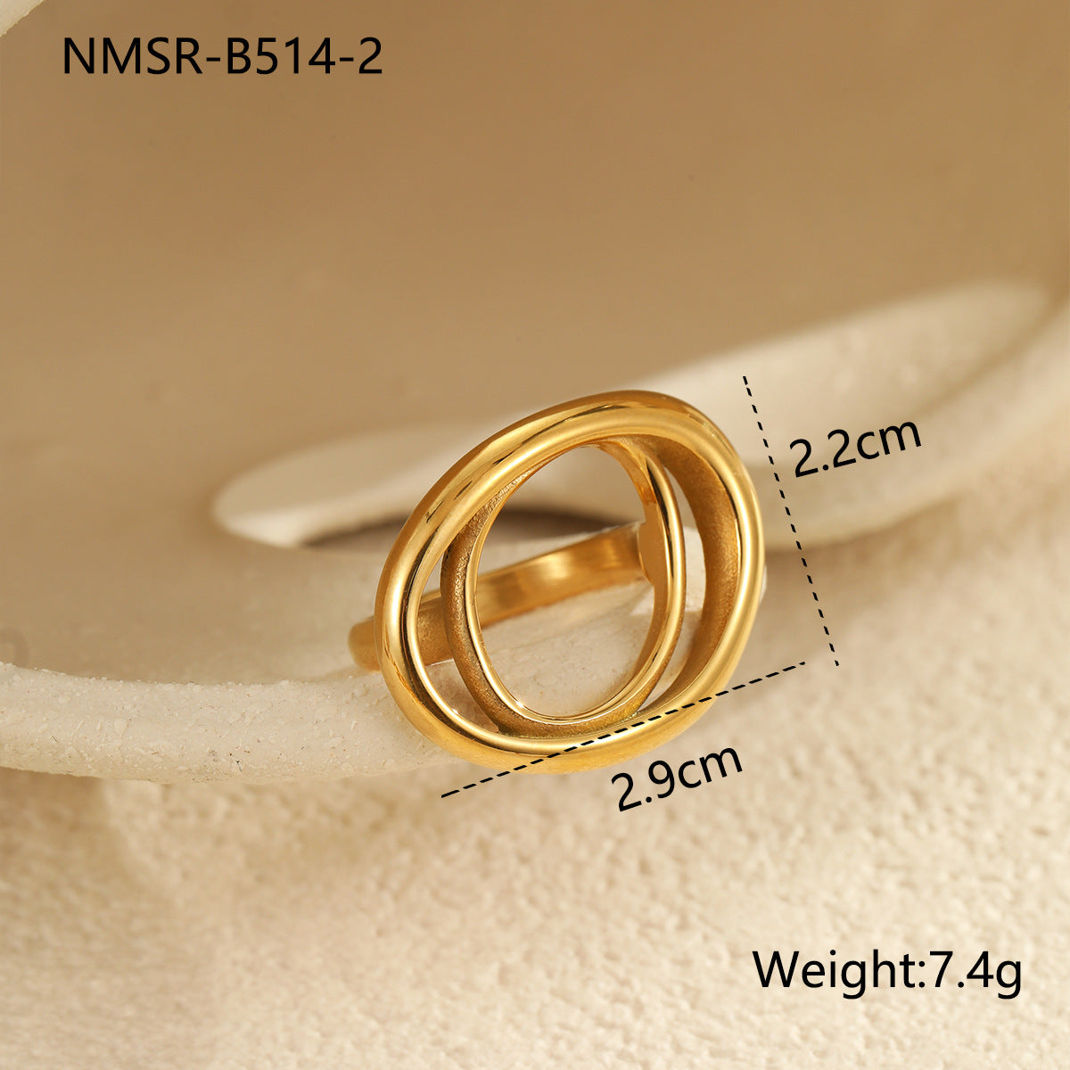 Wholesale Geometric Lines Metal Sense Stainless Steel Ring