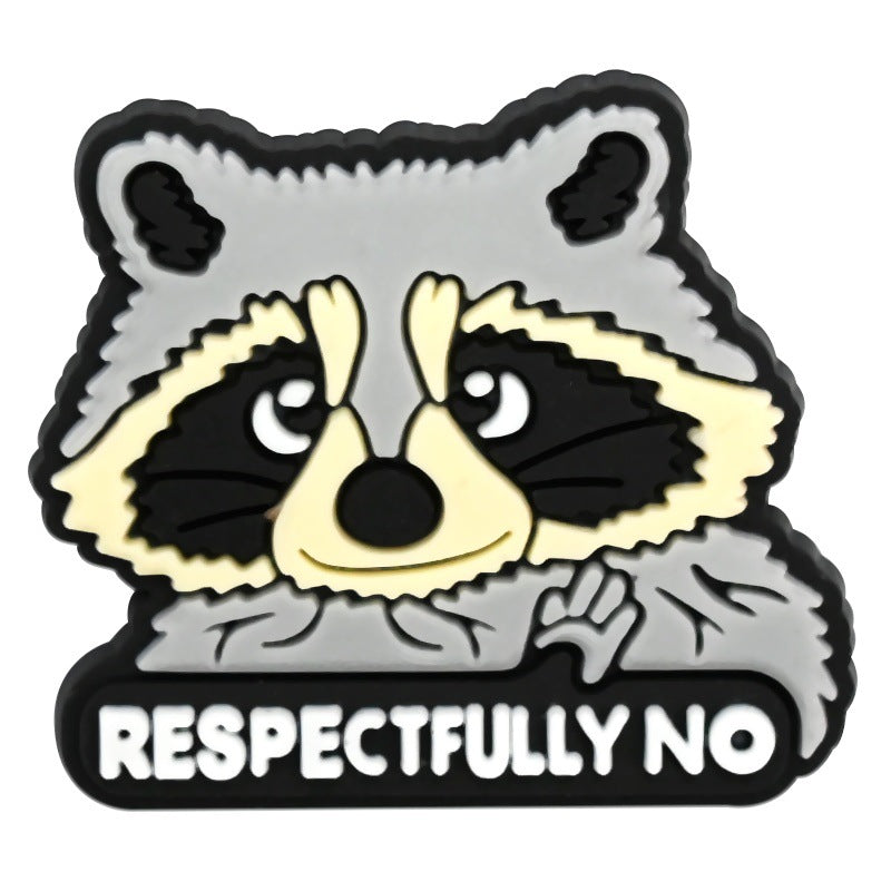 Wholesale Random 100pcs Cartoon raccoon-shaped  PVC Soft Rubber Shoe Buckle Decoration
