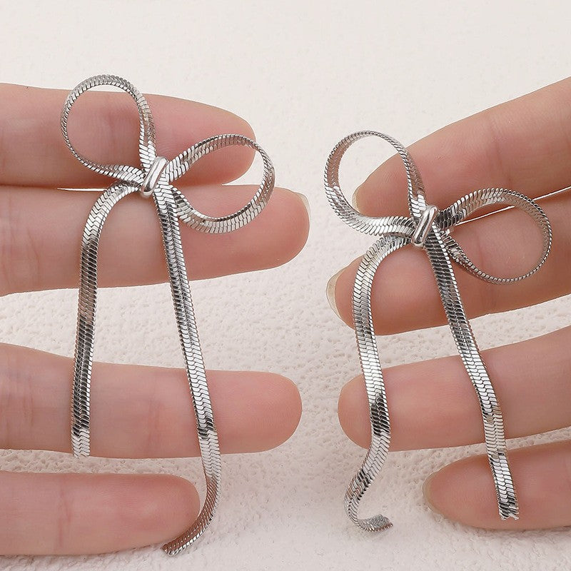 Wholesale Love Mirror Tassel Stainless Steel Earrings