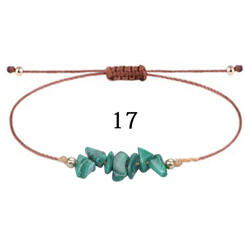 Wholesale  gravel bracelet irregular raw paraffin braided bracelet