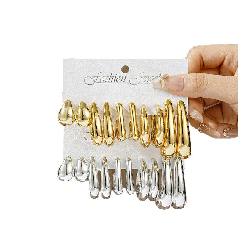 Wholesale exaggerated glossy circle earrings set