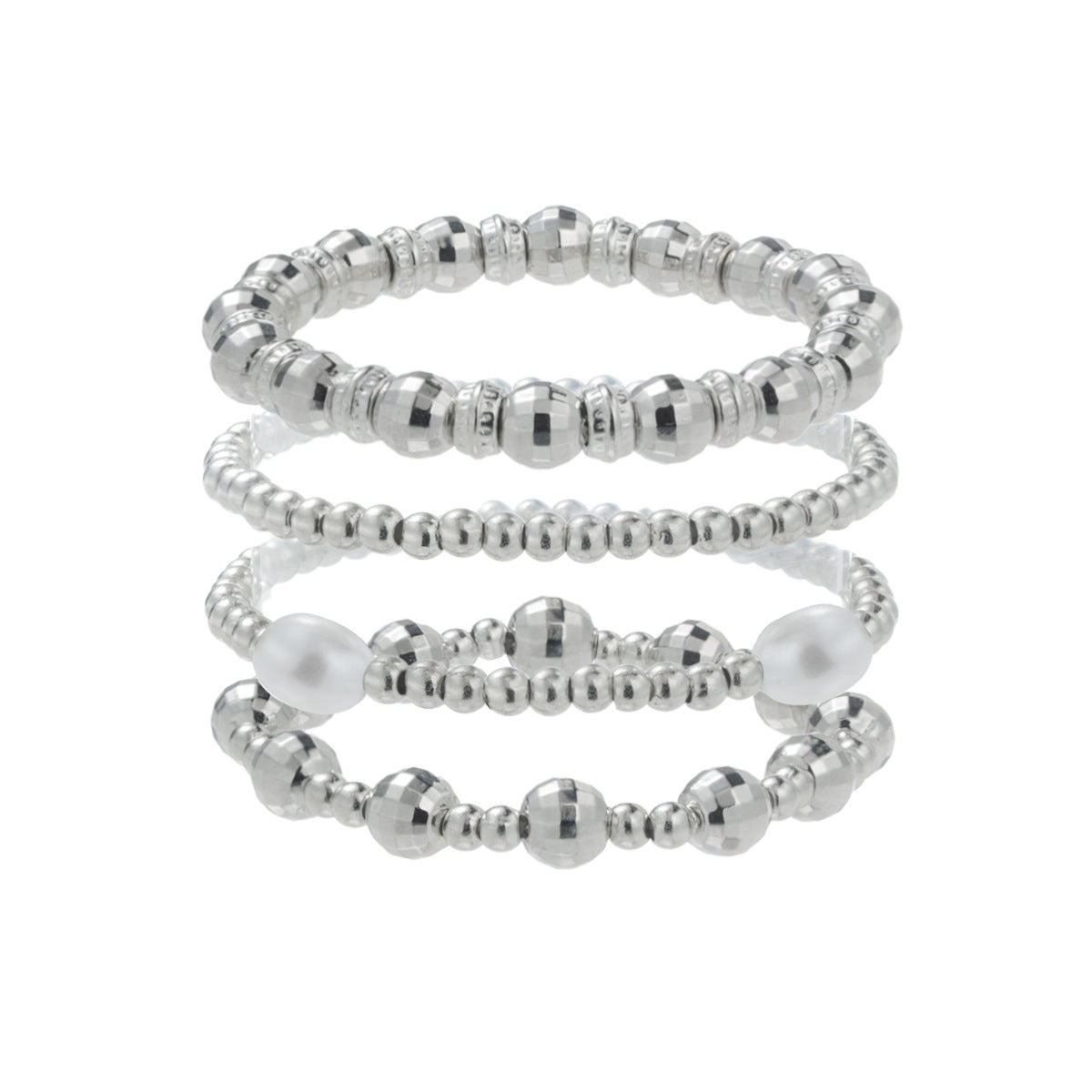 Wholesale Oval Pearl CCB Large and Small Beaded Elastic Women's Bracelet