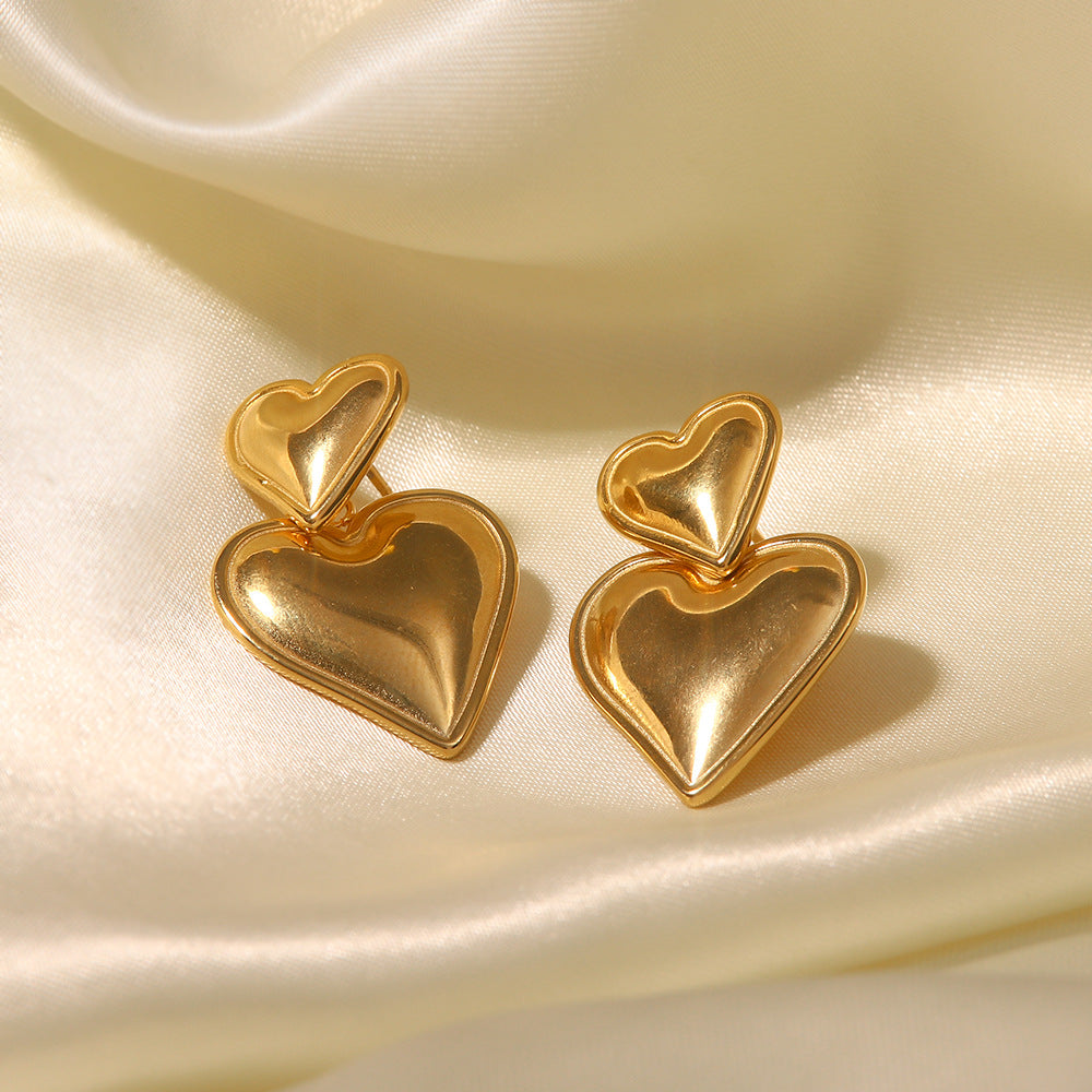 Wholesale 18k Gold Plated Heart Pendant Earrings ACC-ES-JieDing002