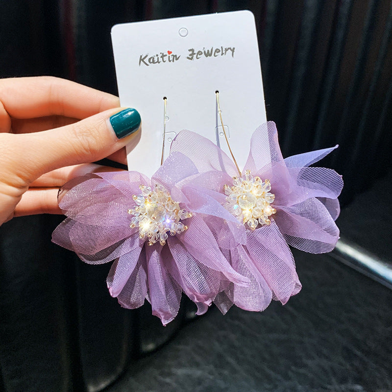 Wholesale  Handmade Woven Multicolor Flower Super Fairy Long Elegant Earrings