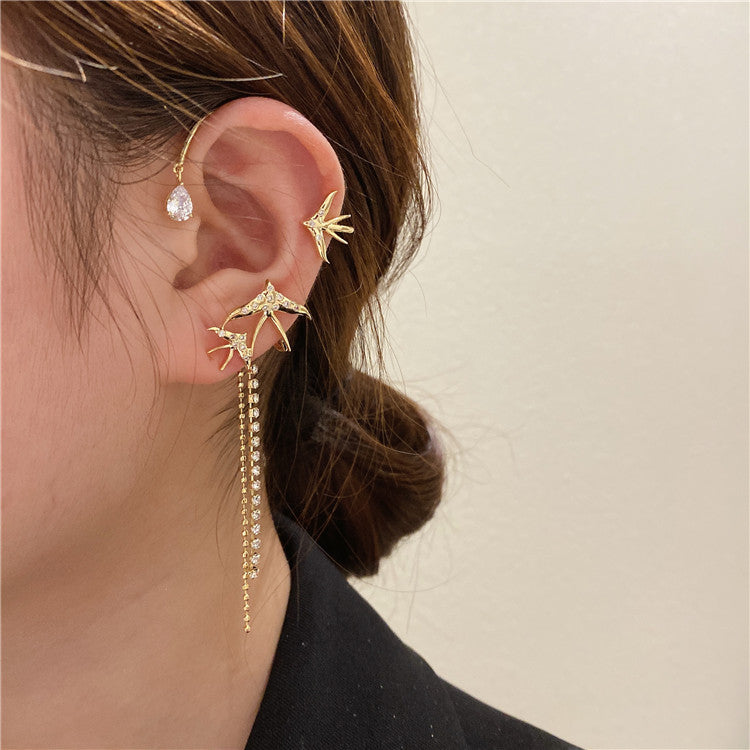 Wholesale zircon  long tassel earrings