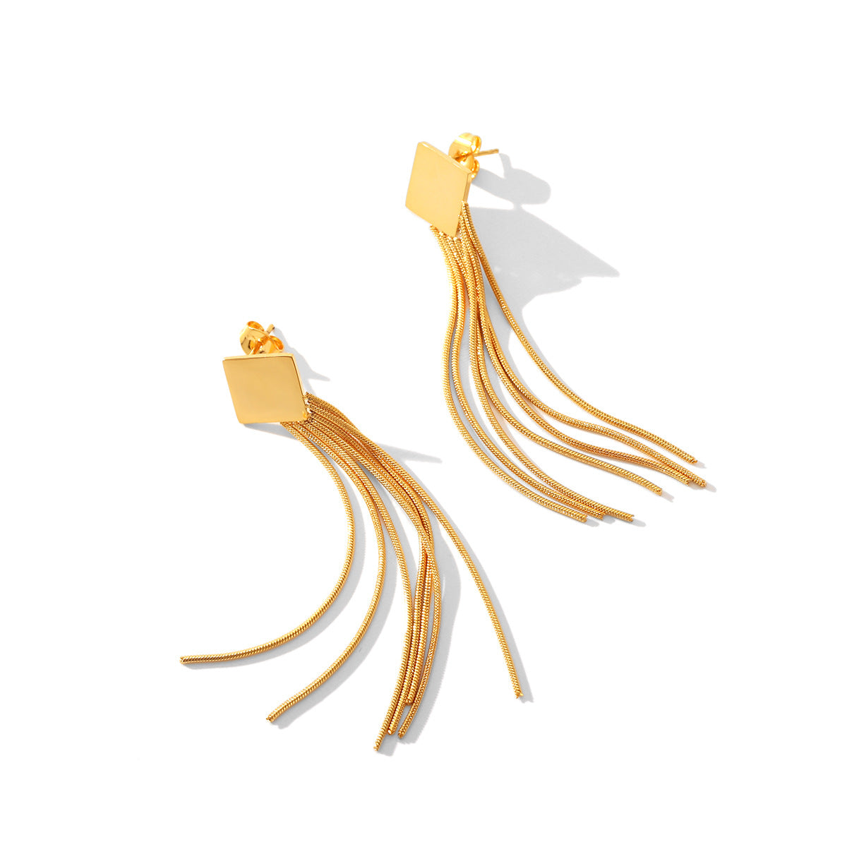 Wholesale  stainless steel tassel earrings vacuum plating 18K gold anti-allergy earrings