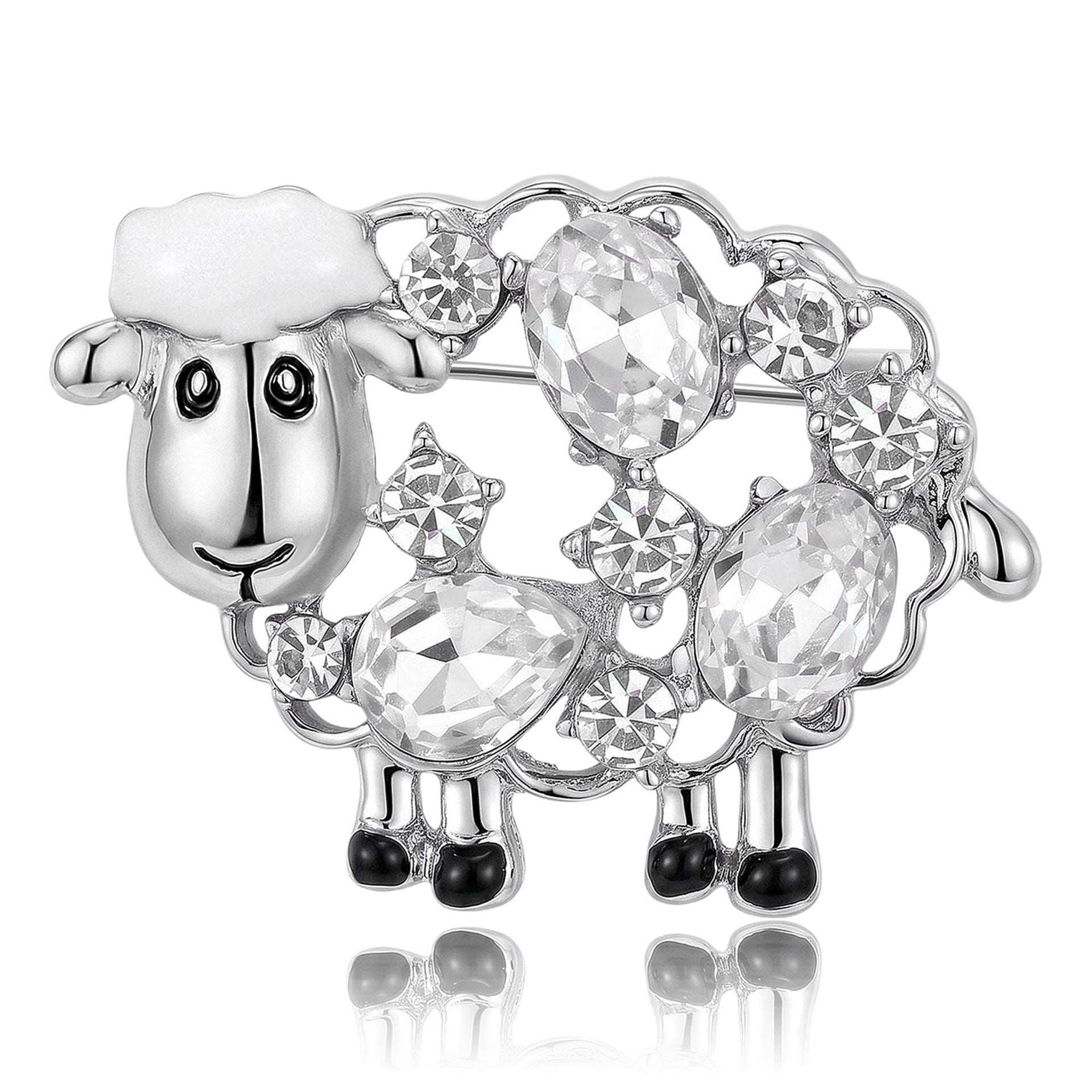 Wholesale Stylish Rhinestone Sheep Brooch Animal Shape Alloy Pin Fashion Accessory
