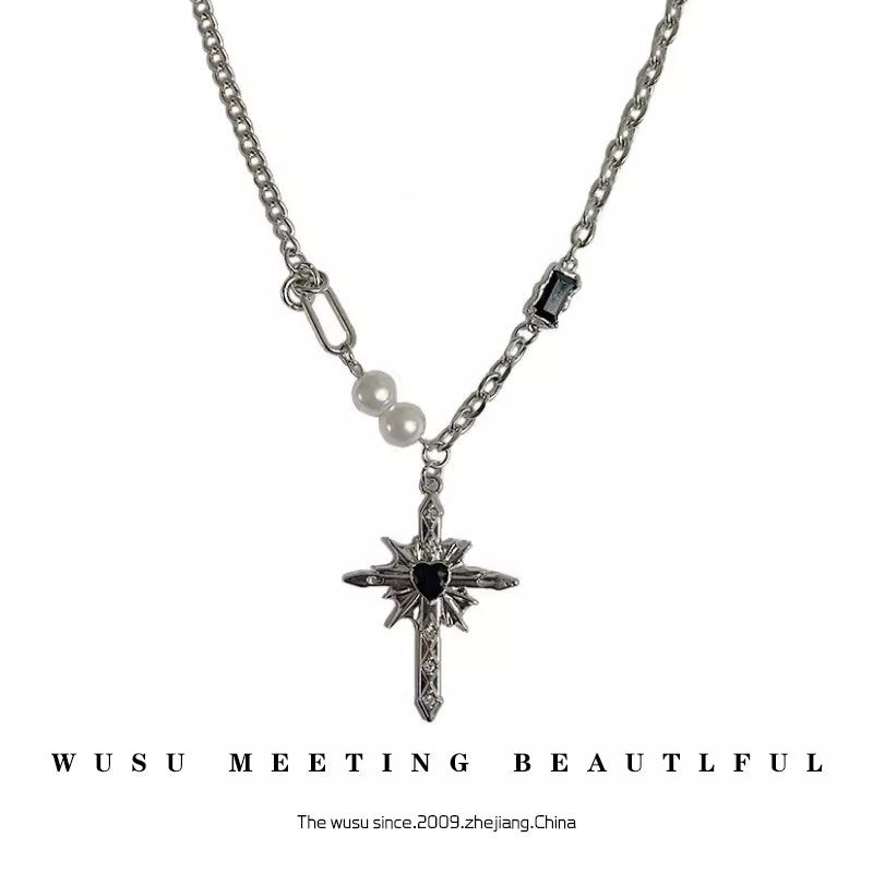 Wholesale Fireworks Cross Pendant Stitching Pearl Necklace