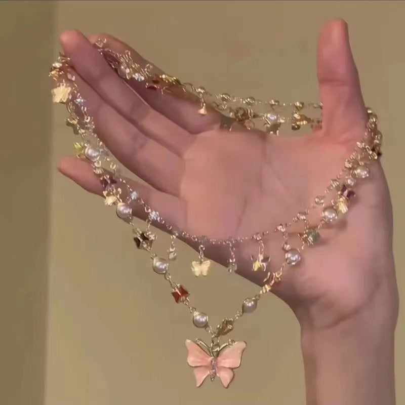 Wholesale Strawberry bubble summer dopamine bow red heart sweet colorful beaded necklace