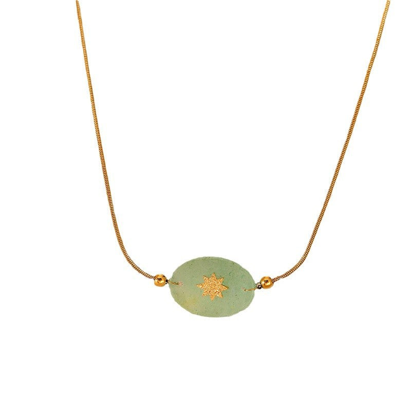 Wholesale Natural Stone Stainless Steel  Pendant Necklace