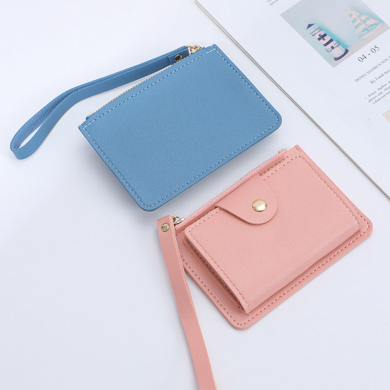 Wholesale wrist strap card holder card holder solid color mini wallet