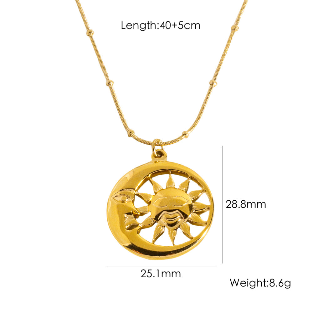 Wholesale Titanium steel  jewelry plated 18K gold fire sunflower love pendant necklace