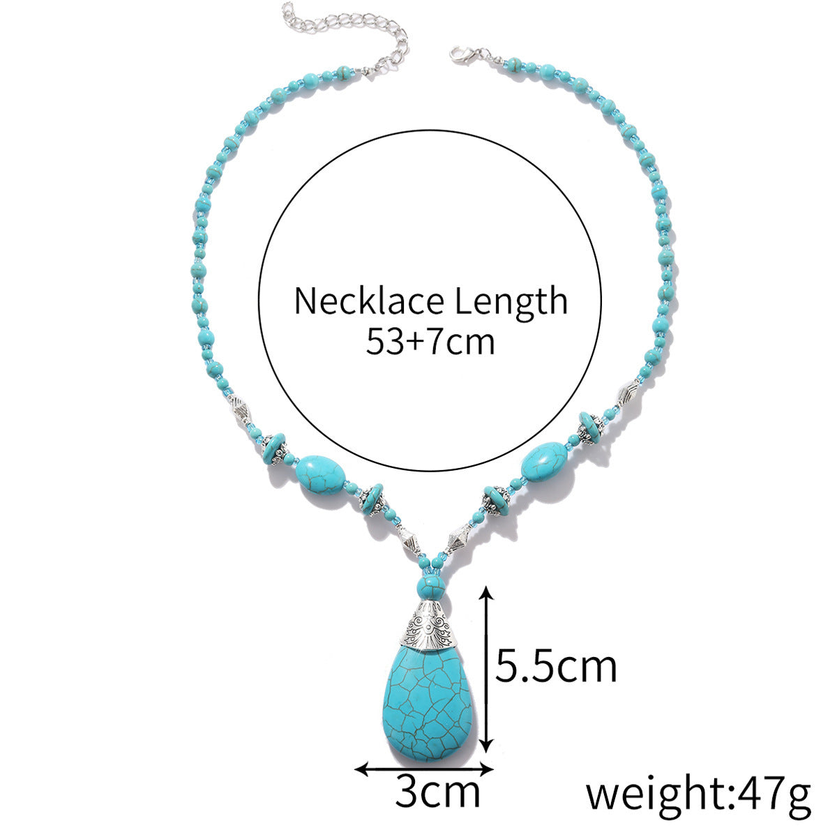 Wholesale Natural Turquoise Beaded Bohemian Ethnic Style Double-Layer Necklace