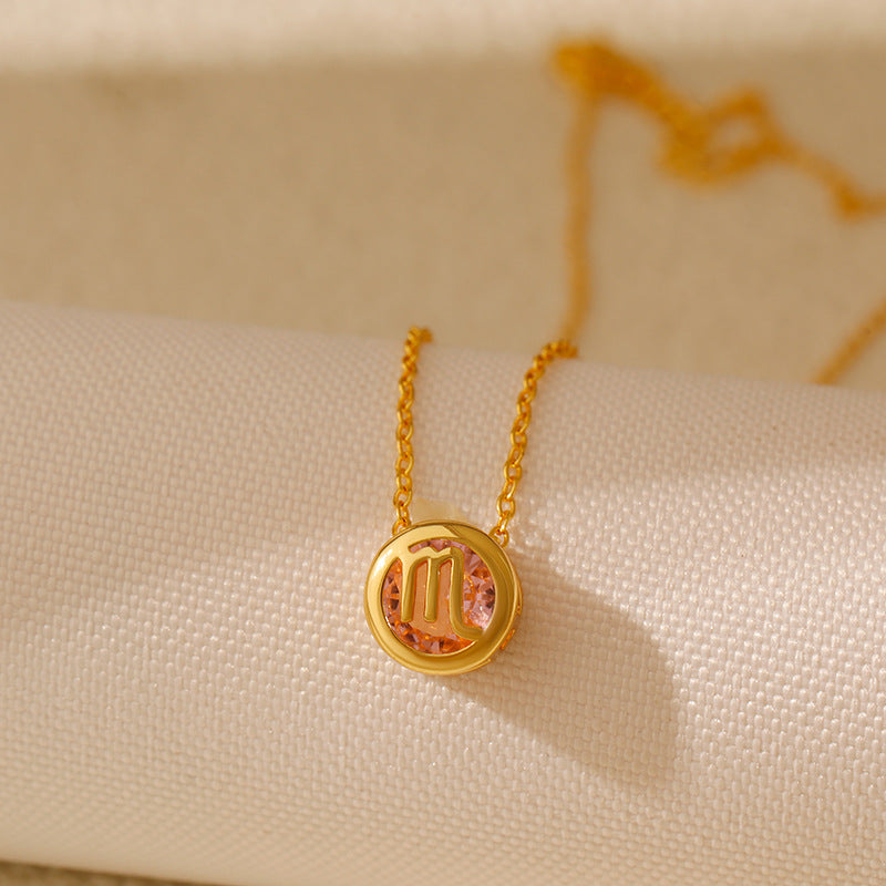 Wholesale Stainless steel Double-sided Hollow Twelve Constellations Necklace