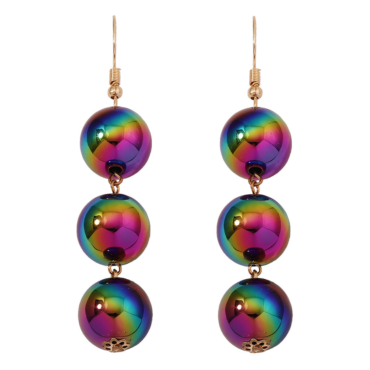 Wholesale Resin Colorful Ball Long Spliced Earrings